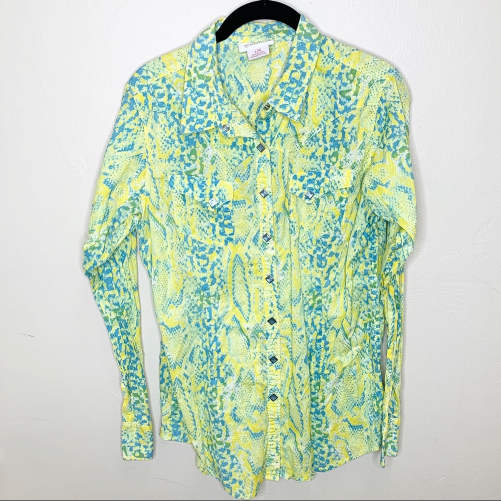 Ariat snake print country western button down L